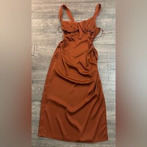 Astr Terracotta Smocked Dress S